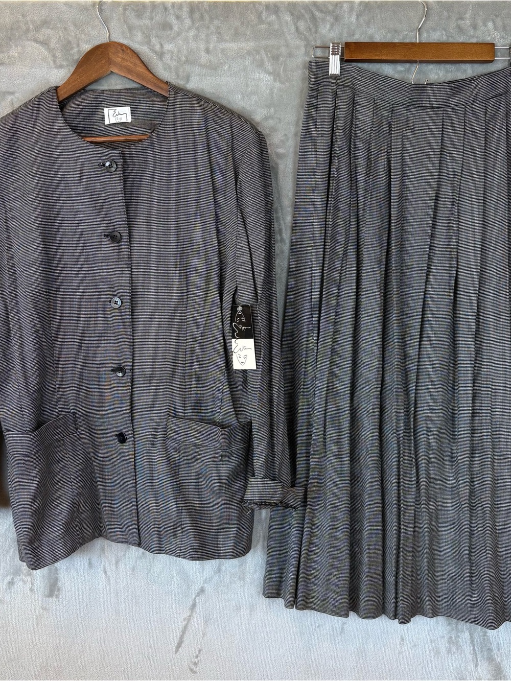 Vintage 80s Elkin Valley Eva Skirt Suit Set Pleated Midi Deadstock Wmn’s 13/14